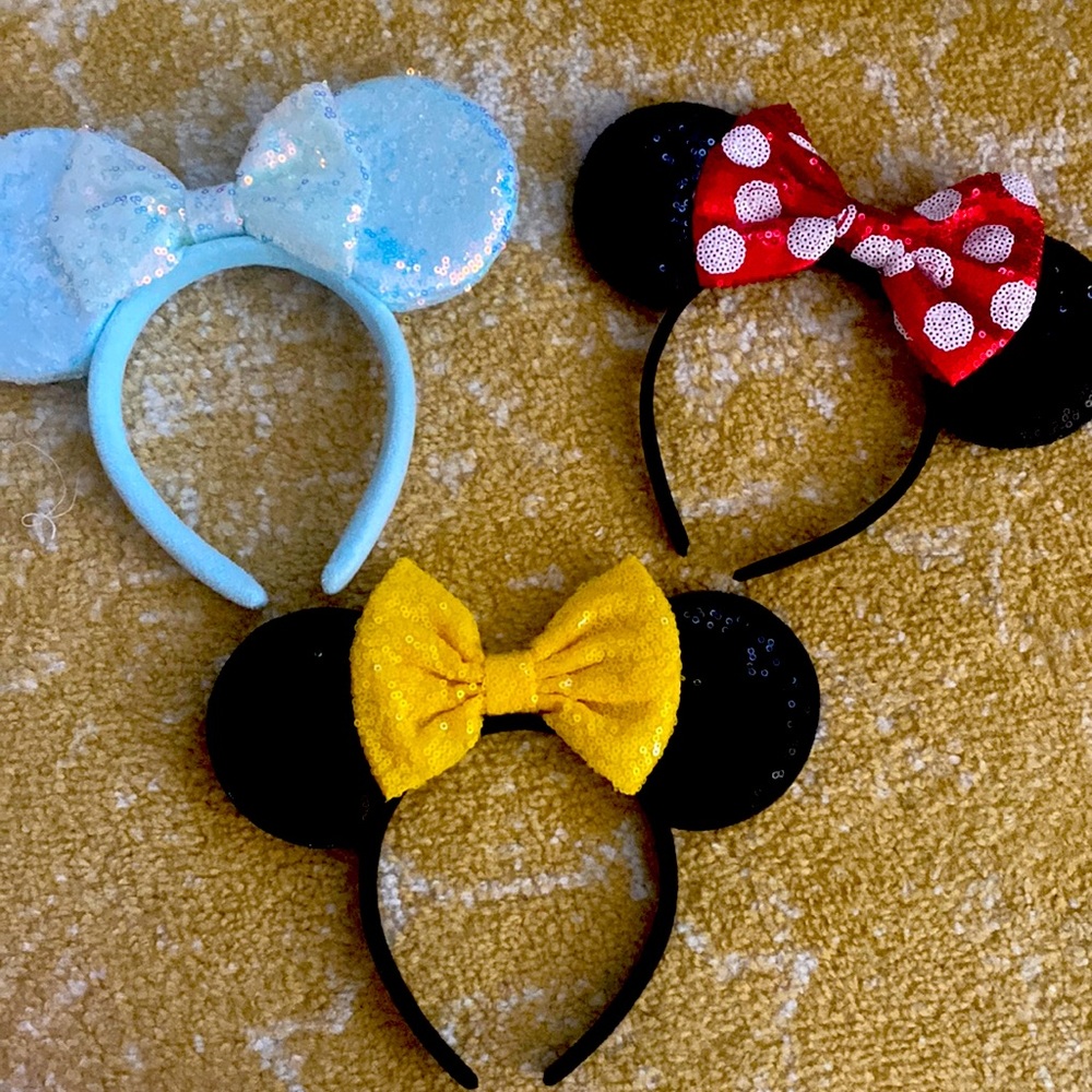 Disney Minnie Mouse Ear Headbands Set - Black, Red, Yellow, Light Blue